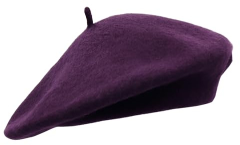Umeepar Cappello di lana francese berretto cappello invernale tinta unita per le donne, Viola scuro, Taglia unica
