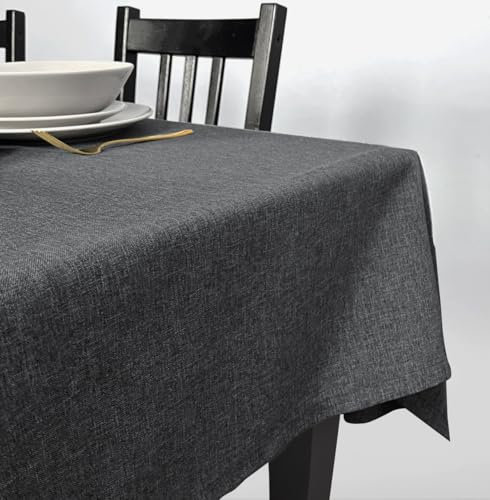 Rollmayer Hersteller abwaschbar Tischdecke Wasserabweisend/Lotuseffekt (Melange Aschgrau 20, 60x60cm) Leinenoptik Tischtuch mit pflegeleicht Fleckschutz, Quadratisch, 4 Farbe & Größe wählbar