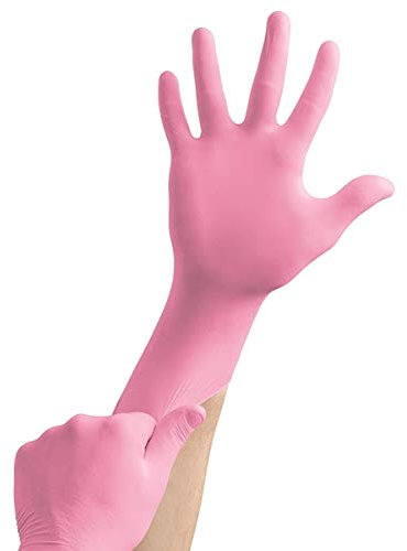 XFY Einweghandschuhe, Medizinische Nitrilhandschuhe, Ultradünne Latexhandschuhe, Packung mit 100 Stück, Pink, Familie, Medizinisch,S