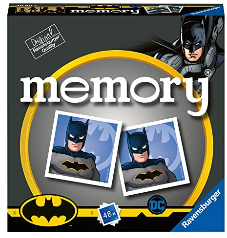 Ravensburger Italy Batman Memory i fickformat, 15 x 15 cm, 24 par i kartong, 48 kort, för barn från 4 år, 2 till 8 spelare, flerfärgad, 20611 7