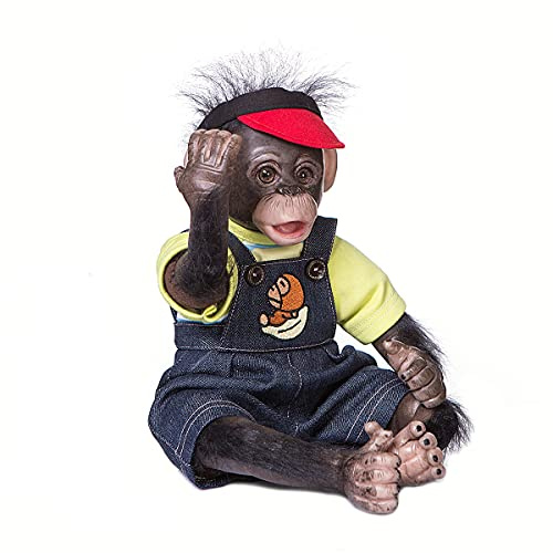MineeQu 16 Zoll Realistische Süße Preemie Größe Weicher gewichteter Körper Reborn AFFE Babypuppen Silikon Vinyl Schwarze Haut Sammlerstück Kunstpuppe Sehen echt aus fühlen Sich echt