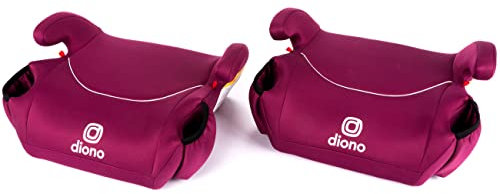 Diono Solana, No Latch, Pack of 2 Backless Booster Car Seats, Lightweight, Machine Washable Covers, Cup Holders, Pink