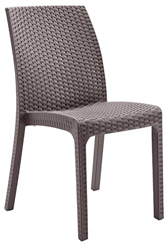 Totò Piccinni Sedia VIRGINIA senza BRACCIOLI simil rattan (Tortora 4 Pz)