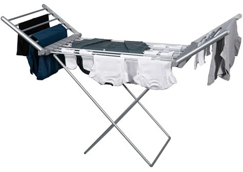 Abode Heated Electric Clothes Dryer Adjustable Clothes Airer with Foldable Wings & Protective Cover, Aluminium Drying Rack, Energy Efficient, Garment Dryer for Indoor, AECHD2001 (Horse Drying Rack)