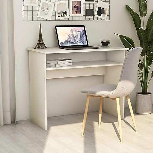 Chaduof Schreibtisch Weiß 90x50x74 cm Holzwerkstoff, Gaming Tisch, Computertisch, Computer Desk, Office Table, Bürotisch, Arbeitstisch, Nähtisch, Pc Tisch