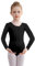 DGSHIRLDJO Ballettanzug Mädchen Ballett Trikot Baumwolle Langarm Ballett Body TanzBody Turnanzug Gymnastikanzug für Kinder Damen Größe 110-160 (schwarz, 130)