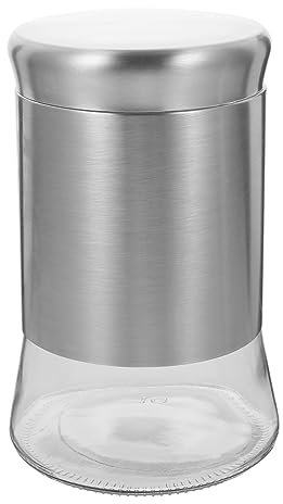 MAGICLULU Airtight Stainless Steel Sealed Jar 1100ml Glass Storage Container for Nuts Grains Tea Coffee Kitchen Organizer Food Storage Canister