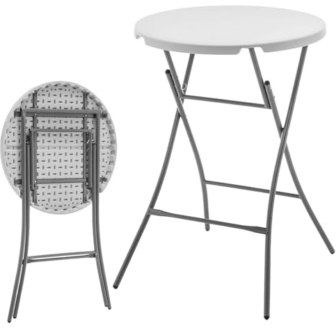 Floordirekt- Gartentisch Klappbar Rund Kunststoff 110x80 cm - Garten Bistrotisch Bartisch Biertisch Partytisch Esstisch Klapptisch Tisch Weiß - Campingtisch 6 Personen (Nagano)