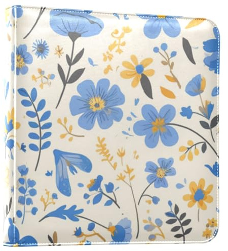 Foiosoh Álbum de fotos de flores azules y amarillas para fotos, páginas autoadhesivas, álbumes de fotos para todos los tamaños de fotos de 4 x 6, 5 x 7, 6 x 8 pulgadas