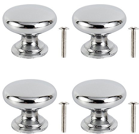 ZhongYeYuanDianZiKeJi 4Pcs 25mm Cabinet Door Knobs Handles Round Stainless Steel Chrome Door Handles for Kitchen Drawer Cupboard Wardrobe Furniture