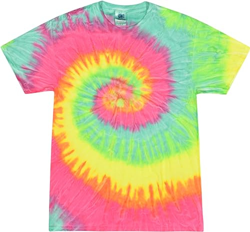 Colortone Pigment Tie Dye 100% Cotton T-Shirt for Kids 14-16, Large, Minty Rainbow