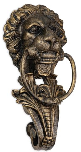 Moritz Türklopfer Löwe Großer Löwenkopf 12 x 18 x 41 cm Dekorativ als Ersatz für Klingel Retro Design Gusseisen Antik