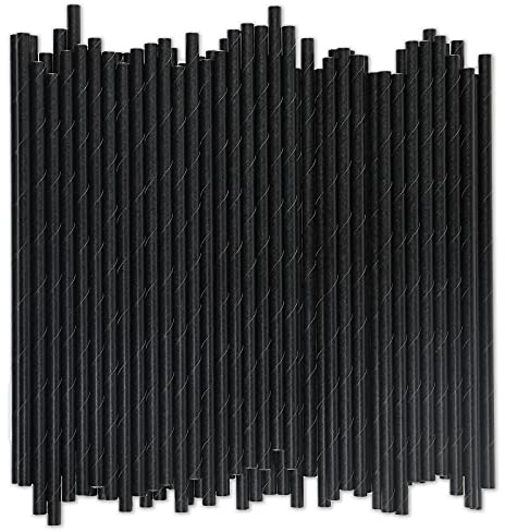 Black Paper Straws 1000 Count - 7.75 x 0.24, 100% Biodegradable & Compostable, Disposable Drinking Straws Bulk - Cocktail, Bars, Restaurants