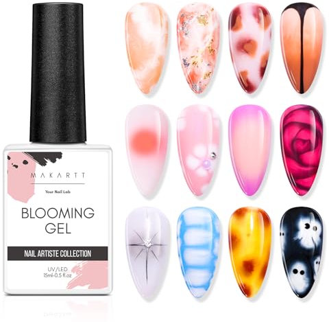 Makartt Blooming Gel Nagellack zum Verteilen, Marmor-Nagellack, Gelfarbe, Nageldesigns für DIY-Blumen-Tier-Aquarell-Magie-Maniküre-Kit 15 ML