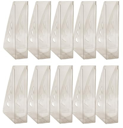 OFFICER PRODUCTS Stehsammler Modernes Design/ 10 Stück / A4 - Farbe: Rauchig-Grau Transparent/Hart-Kunststoff/Durchbrochen/Schreibtisch-Organizer für Zeitschriften/Bruchsicher, 21215511-91