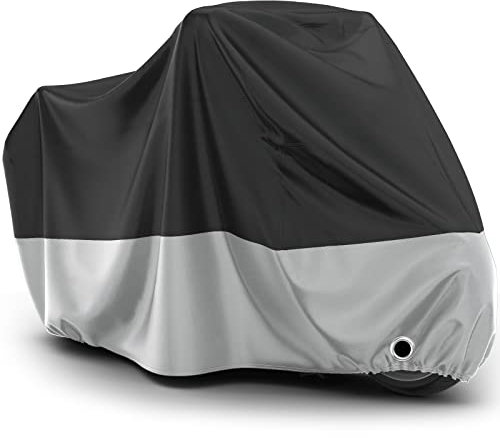 Favoto Motorbike Cover Waterproof Outdoor Motorcycle Cover All Season Protection Rain UV Dust Protective Motorcycle Garage Cover Winter-proof with 1 Windproof Buckles Lock Hole (96.5 x 41 x 49.2 Inch)