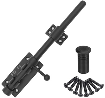 Schiebebolzen-Torverriegelung Verdickter 304 Edelstahl Barrel Bolt Lock Schweres Scheunentorschloss Schwarzes Sicherheitstorschloss mit Vorhängeschloss-Loch für Holzzaun im Freien Hof Schuppen Keller