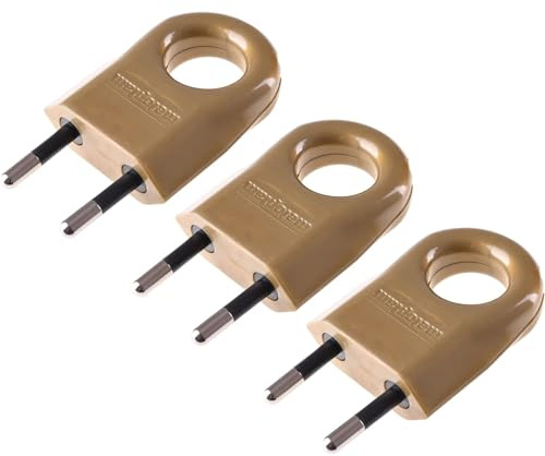 Flachstecker mit Rundem Loch, Schuko Stecker, 230V, 6A, 3 Stücke, Gold | Flach, Eurostecker, Europäische Flachstecker, Stromstecker - Flach, 2-polige Flachstecker