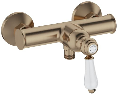 Jacob Delafon Mitigeur de Douche Mural Louise, Style rétro, Bronze | Poignée céramique. Cartouche céramique précise et durable. Débit 12L/min