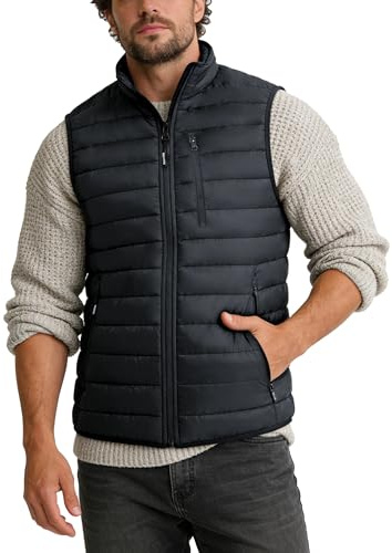 Outdoor Ventures Men's Packable Puffer Vest Quilted Gilet with 5 Pockets | Lightweight, Water Resistant, Warm, Windproof, Machine Washable, for Hiking Golf Running Travel Camping Cycling Casual