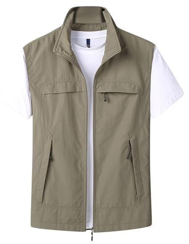Men's Outdoor Vest Quick Drying Travel Outwear Gilet Sleeveless Waistcoat Photography Hiking Lightweight Jacket with Multi-pocket Thin Windbreaker Sports Work Vests Cargo Camping Coat