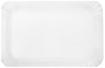 Monouso | 100 Bandeja de Cartón Blanca 14×21 cm | Rectangular Compacta | Resistente al Aceite y Calor | Ideal para Degustaciones y Catering | Pack de 100 Unidades