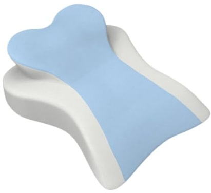 YWJLQH Oreiller Compensé pour Dormeurs sur Le Ventre, Oreiller Ergonomique en Mousse à Mémoire de Forme pour Le Dos et Les Jambes, Idéal pour Un Usage, Bleu Blanc
