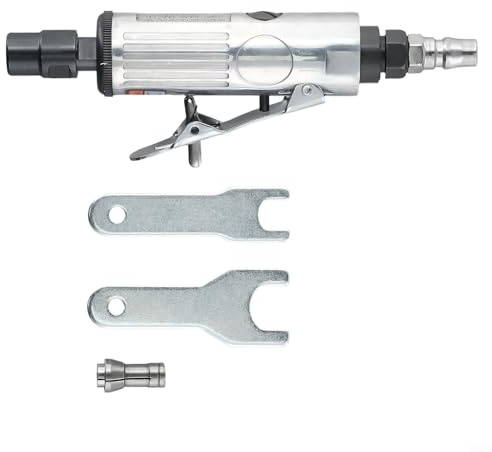 Amoladora neumática de aire con escape trasero, incluye herramientas esenciales para pulir y rectificar metales