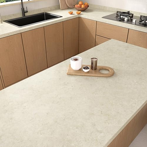 HotDecor Papel Pintado Vinilo Autoadhesivo Marmol Beige Mate Vinilos Para Muebles Encimera Cocina Pared Dormitorio Bano Armario Decoracion Papel Pintado Pared 40cm x 200cm