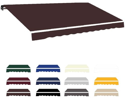 Tessuto per tenda retrattile 300 x 250 cm e 250 x 200 cm, ricambio impermeabile per balcone e tende a braccio pieghevole, color caffè, 600 x 400 cm, copertura resistente ed elegante.