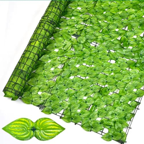 Seto artificial verde – Cerca de hiedra sintética de 100 x 300 cm para decoración de jardín, balcón y barandilla, resistente a los rayos UV, exuberantes hojas sintéticas para uso en exteriores