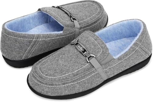 ERGOfoot Felt Orthopedic Slippers, Wool Orthotic House Shoes, Grey, UK 7