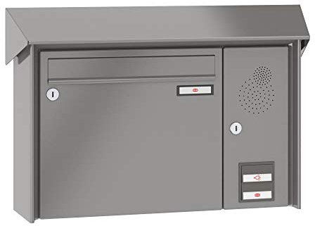 RENZ/Prisma/Aufputz-Briefkastenanlage Wand-Briefkasten/RAL-Farbe 9007 Volumen 12 L/Sprechsieb rechts/Dein-Briefkasten.de