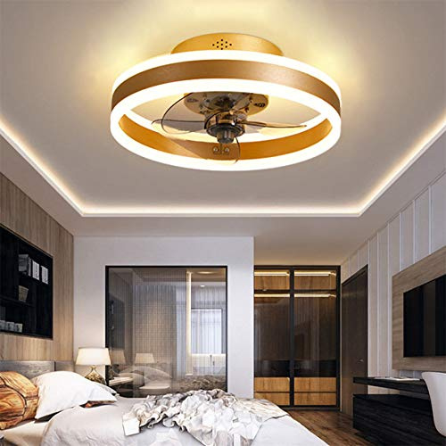 TATANE Reversible Led Ventilador Techo con Luz Silencioso y Mando 6 Velocidades Dormitorio Lamparas Ventilador de Techo Salon Moderno Φ40cm 24W Regulable Pequeño Luz Techo,Oro