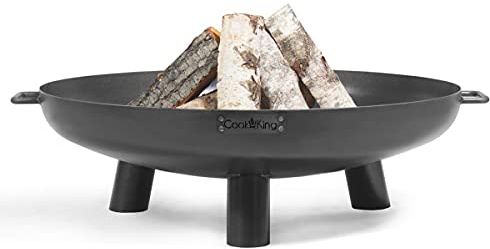 Cookking Bali - Brasero redondo rústico para jardín y terraza de acero, color negro, 22 x 80 x 80 cm