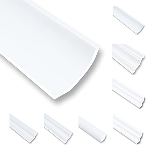 50 metros de molduras de techo de poliestireno XPS, molduras de estuco, lista de finalización para techo, blanco, 70 x 60 mm, perfiles decorativos, listones de poliestireno, molduras de techo
