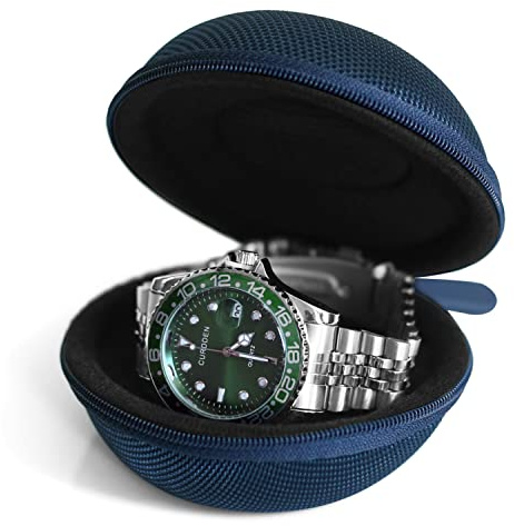 Besforu Watch Travel Case for Men and Women Portable Single Watch Storage box and Organizer for Wristwatches and Smart Watches (Blue(1 slot))