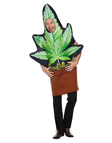 Megartico Halloween Men Weed Costumes with Flower Pot for Adult Funny Pot Leaf Costume