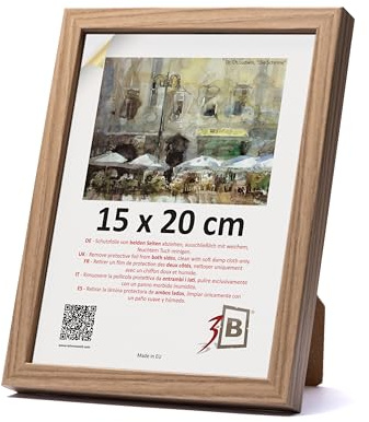 3-B Cornice portafoto MEGA - marrone (rovere a grana di legno visivamente densa) - 15x20 cm - cornice in legno con vetro acrilico