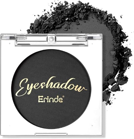 Erinde Light Black Eyeshadow, Mini Matte Eye Shadow, Pressed Powder Eye Palette, Long-Lasting Makeup, Ultra-Blendable, Pigmented Color, Vegan Formula, #01