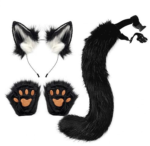 -kostüm-Set, Fuchsohren, Schwanz, Pfoten, Handschuhe, Tierkostüm-Set, Zubehör, Lustiges Kostüm Für Party
