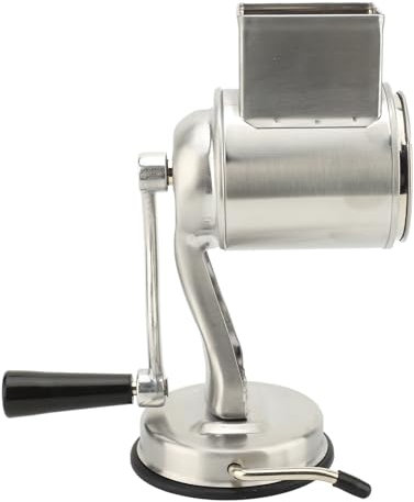 Rallador de Queso Manual, Rallador de Verduras de Acero Inoxidable Premium con 5 Cuchillas Intercambiables, Trituradora de Manivela para Cocina, Base de Ventosa