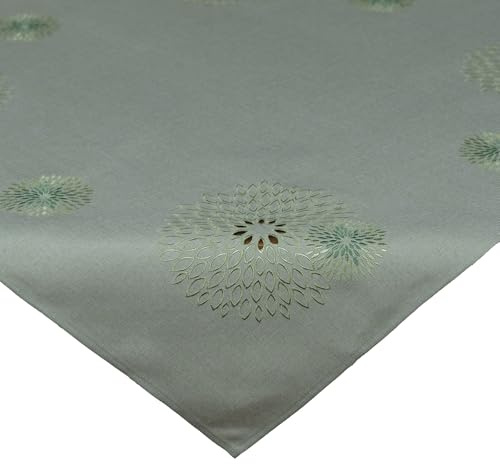 Tischdecke Leinen-Optik Bestickt Deko Esszimmer Serie Pusteblume Tischwäsche Stickerei Blumen Ornamente Tischdeko Typ887 Mitteldecke 85x85 cm Mint