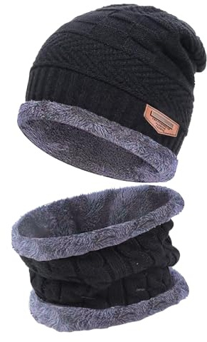CHGANG Unisex Classic Knit Beanie Winter Thermal Knitted Beanie Hat Warmer Neck For Skiing Hiking Driving