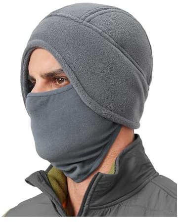 Zylioo S/M/L/XL/XXL varm vintermössa, hjälm, underhjälm, cykelmössa, underhjälm, mössa, cykelmössa för cykling, skidåkning, löpning, utomhus, Grå maskbeläggning, XL-XXL