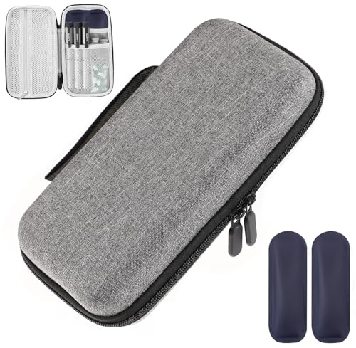 Eyerayo Borsa termica da viaggio per insulina per medicinali e diabetici, con 2 sacchetti di ghiaccio riutilizzabili per penne per insulina (grigio)