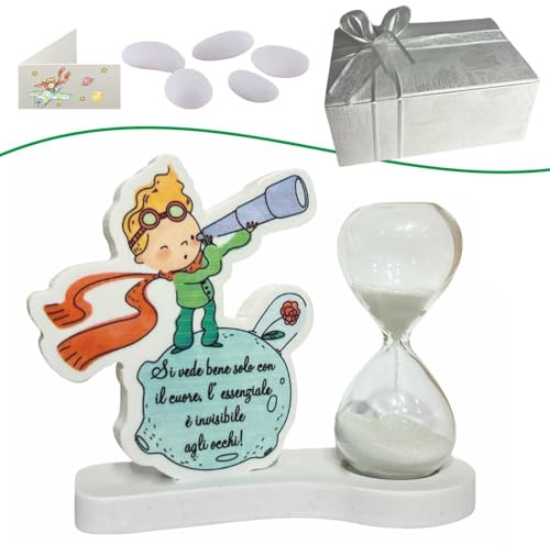 Regalami.Shop bomboniera Clessidra Piccolo Principe Completa di Scatola, Nastro, Confetti, e bigliettino Personalizzato (1, Piccolo Principe)