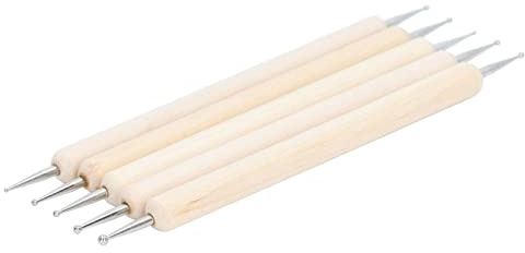 Haofy Stilo da Tracciamento, Strumenti per Goffratura a Doppia Testa con Manico in Legno, 5 Pezzi per Progetti Artistici e Design delle Unghie