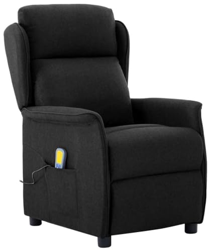 Frdhee Fernsehsessel Mit Liegefunktion, Massagesessel mit Kissen Schwarz 67.5 x 93.5 x 101.5 cm Stoff Kinosessel für Wohnzimmer und Schlafzimmer