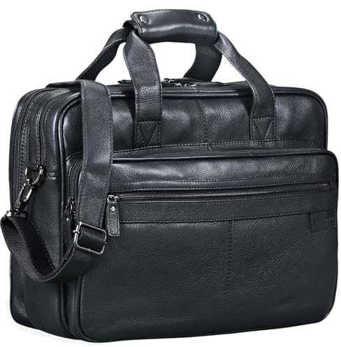 STILORD “Atlantis” Borsa lavoro in pelle grande da uomo donna Ventiquattrore porta PC 15.6” Portadocumenti con tracolla per Ufficio Università Colore:nero